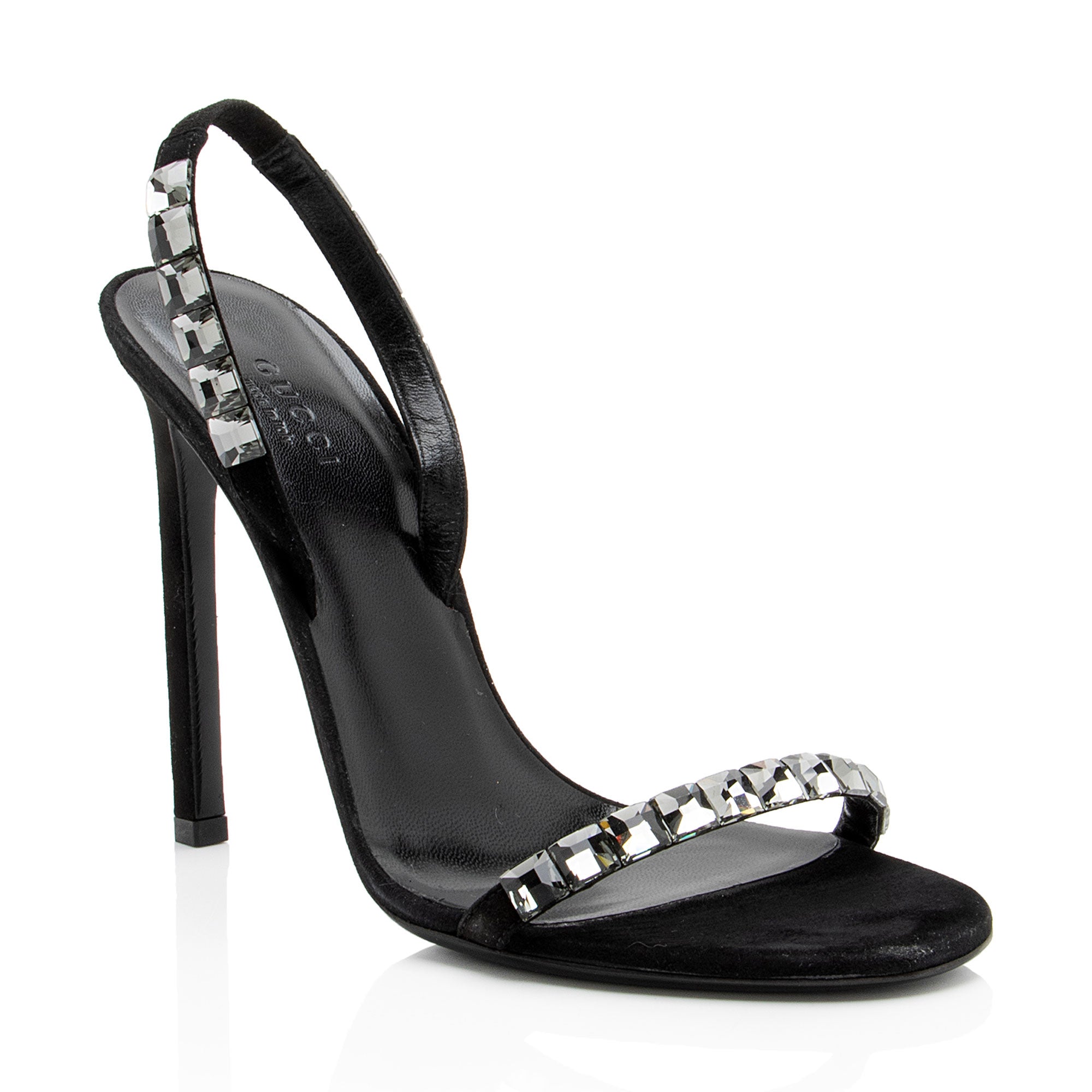 Gucci Suede Crystal Mallory Sandals - Size 8.5 / 38.5