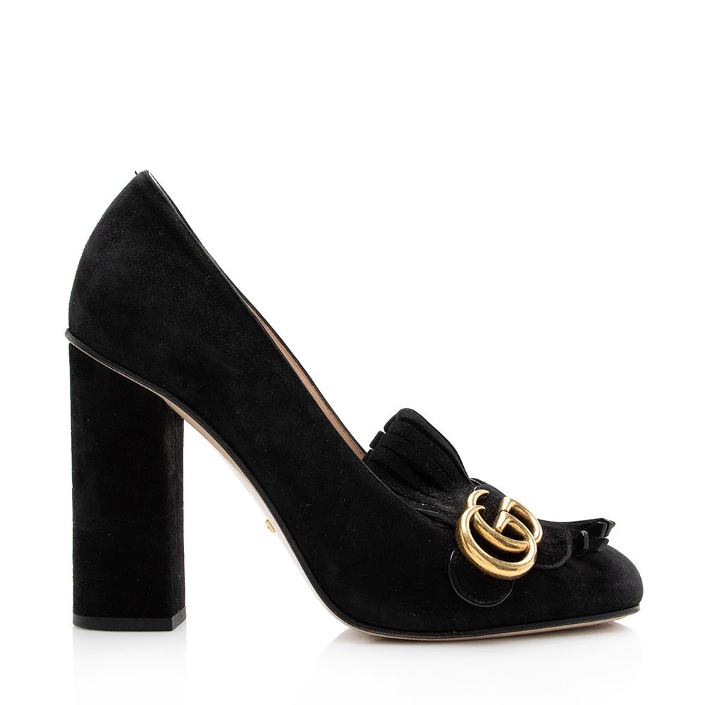 Gucci Suede GG Marmont Fringe Pumps - Size 9 / 39 (SHF-17204)