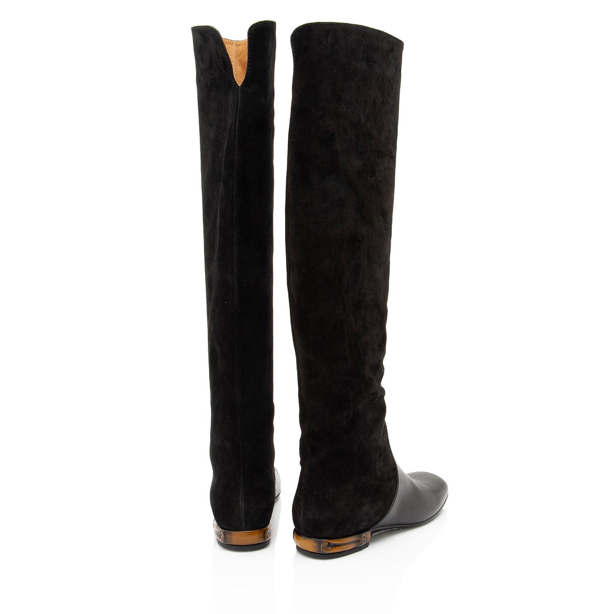Gucci Suede Leather Bamboo Heel Knee High Boots - Size 6 / 36