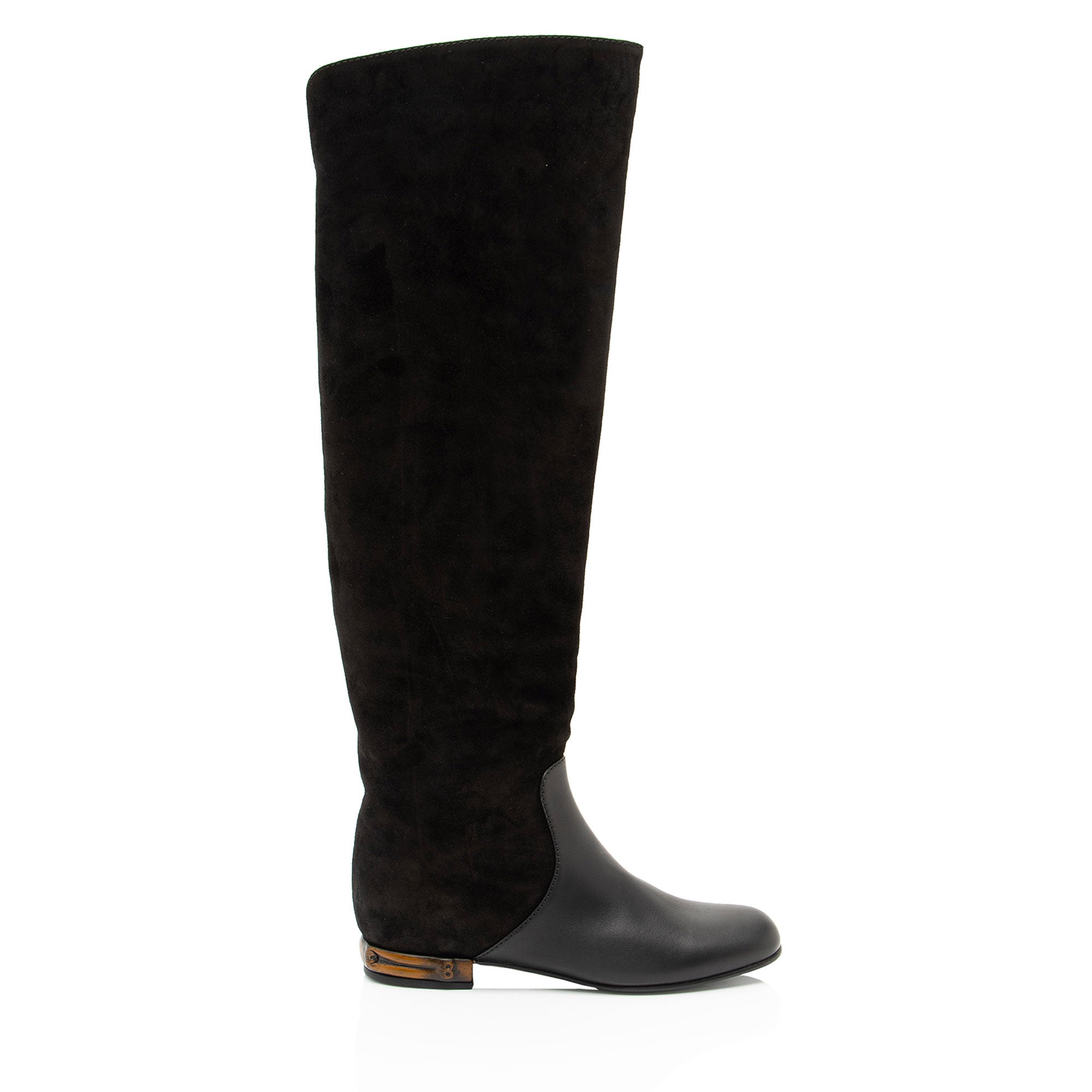 Gucci Suede Leather Bamboo Heel Knee High Boots - Size 6 / 36