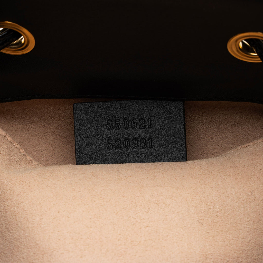 Gucci Suede Patent Leather Ophidia Small Bucket Bag