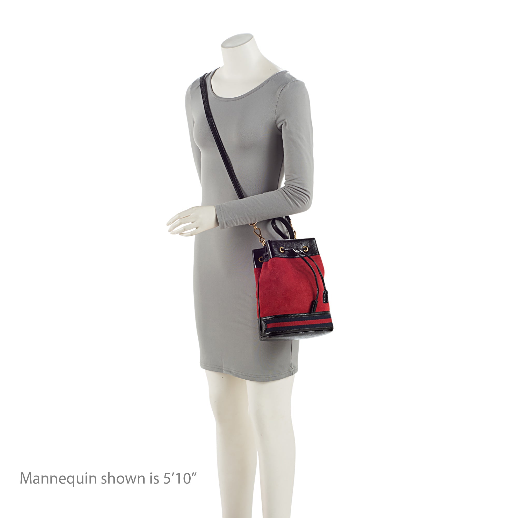 Gucci Suede Patent Leather Ophidia Small Bucket Bag