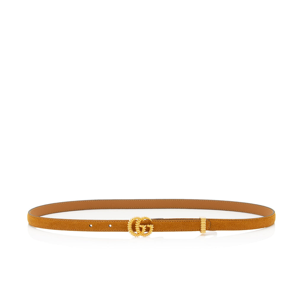 Gucci Suede Torchon GG Skinny Belt - Size 32 / 80 (SHF-mlHMGz)