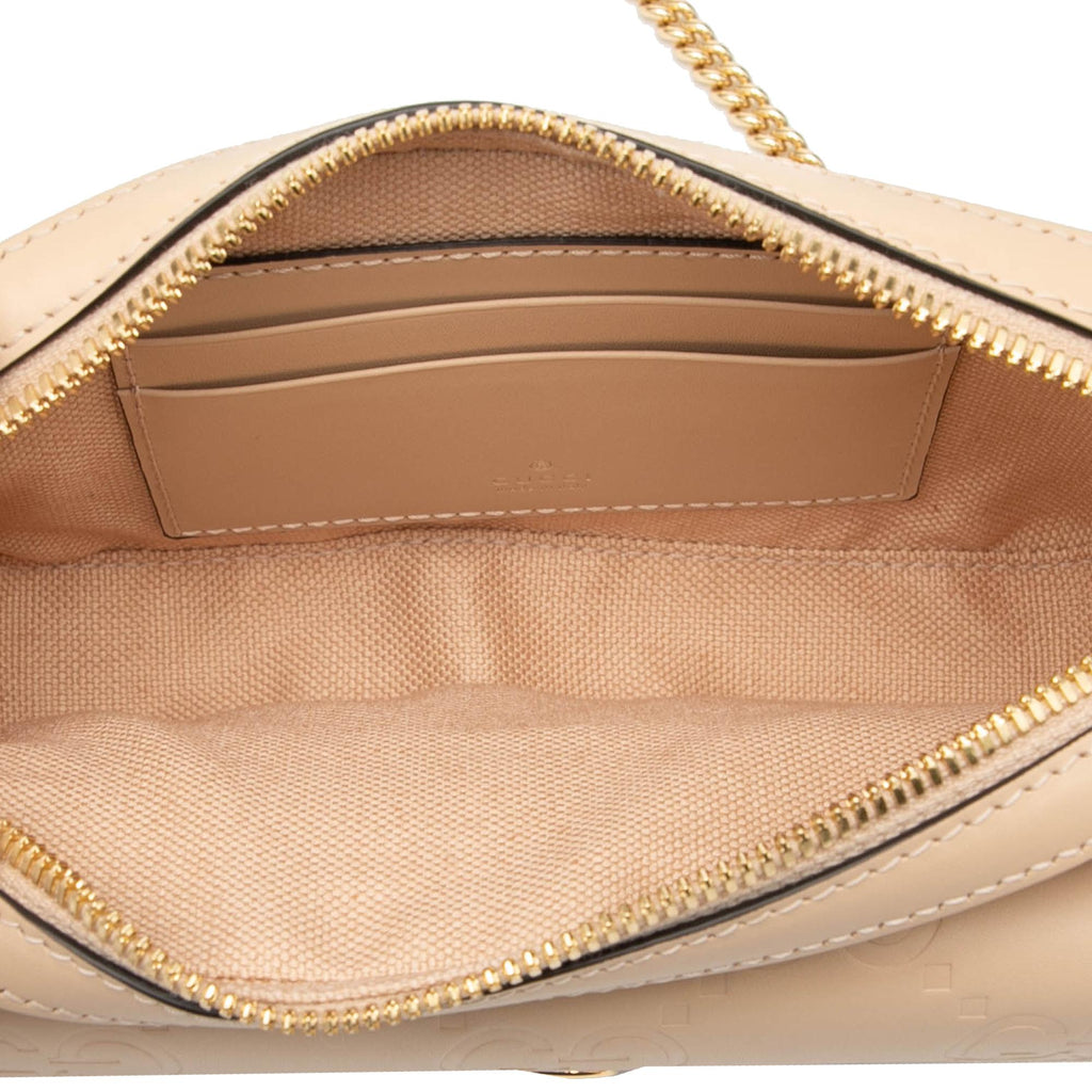Gucci Super Mini GG Debossed Calf Chain Wallet
