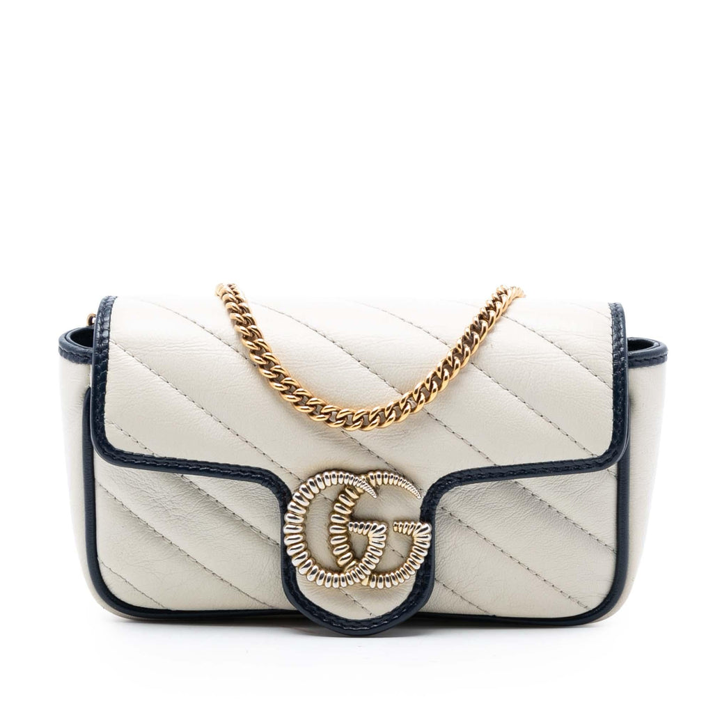 Gucci Super Mini GG Marmont Matelasse Leather Torchon Flap Crossbody