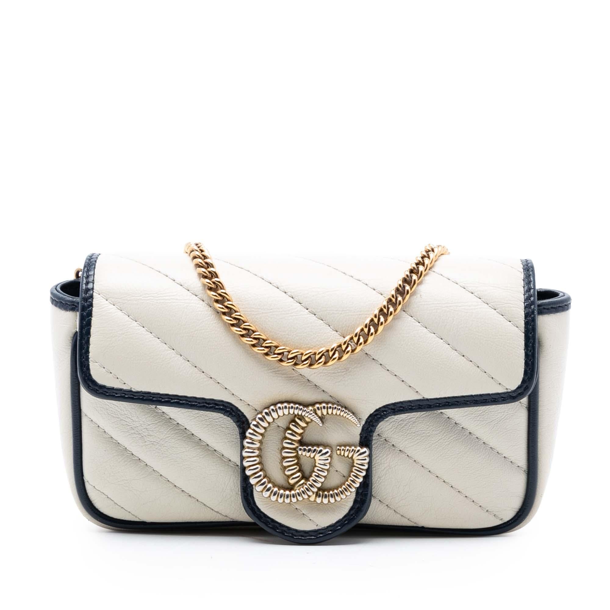 Gucci Super Mini GG Marmont Matelasse Leather Torchon Flap Crossbody