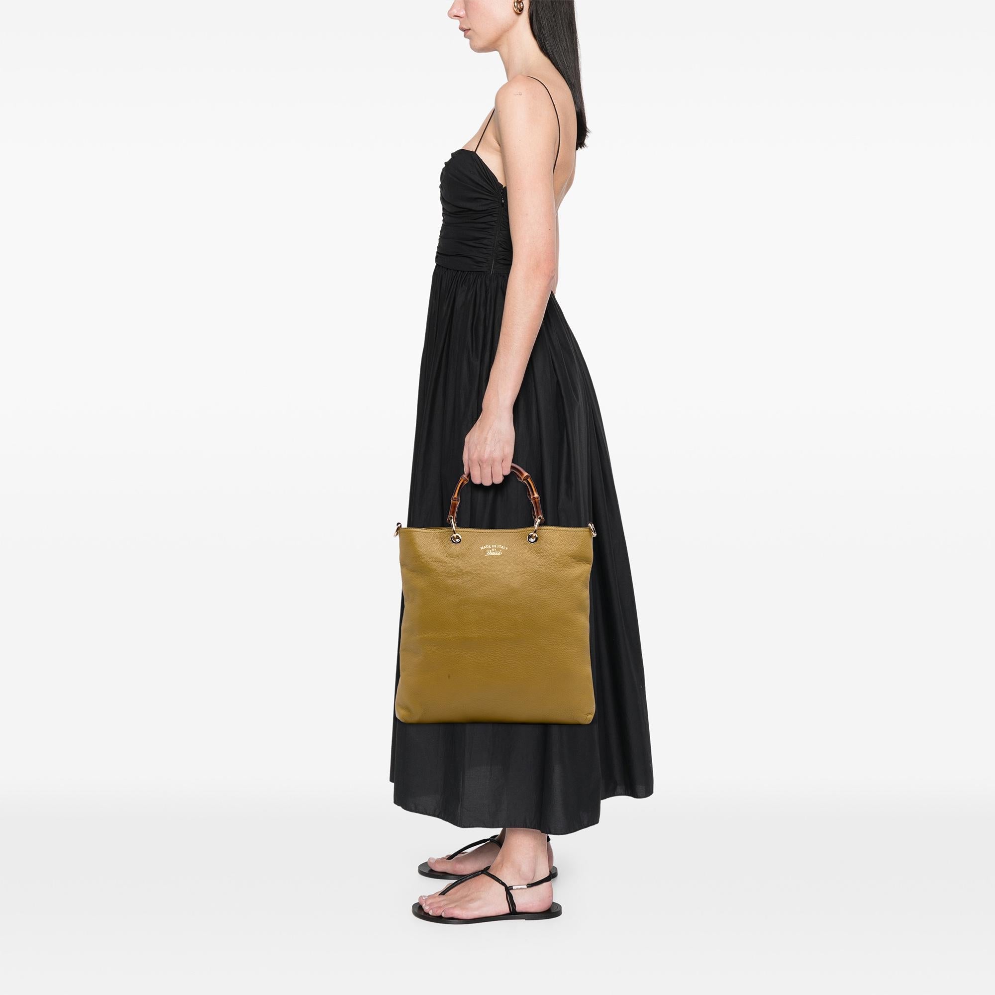 Gucci Tall Leather Bamboo Shopper Tote