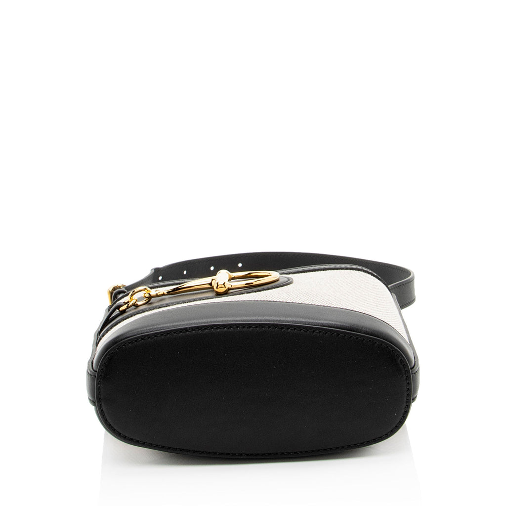 Gucci Toile Leather Horsebit Gucci 73 Small Shoulder Bag