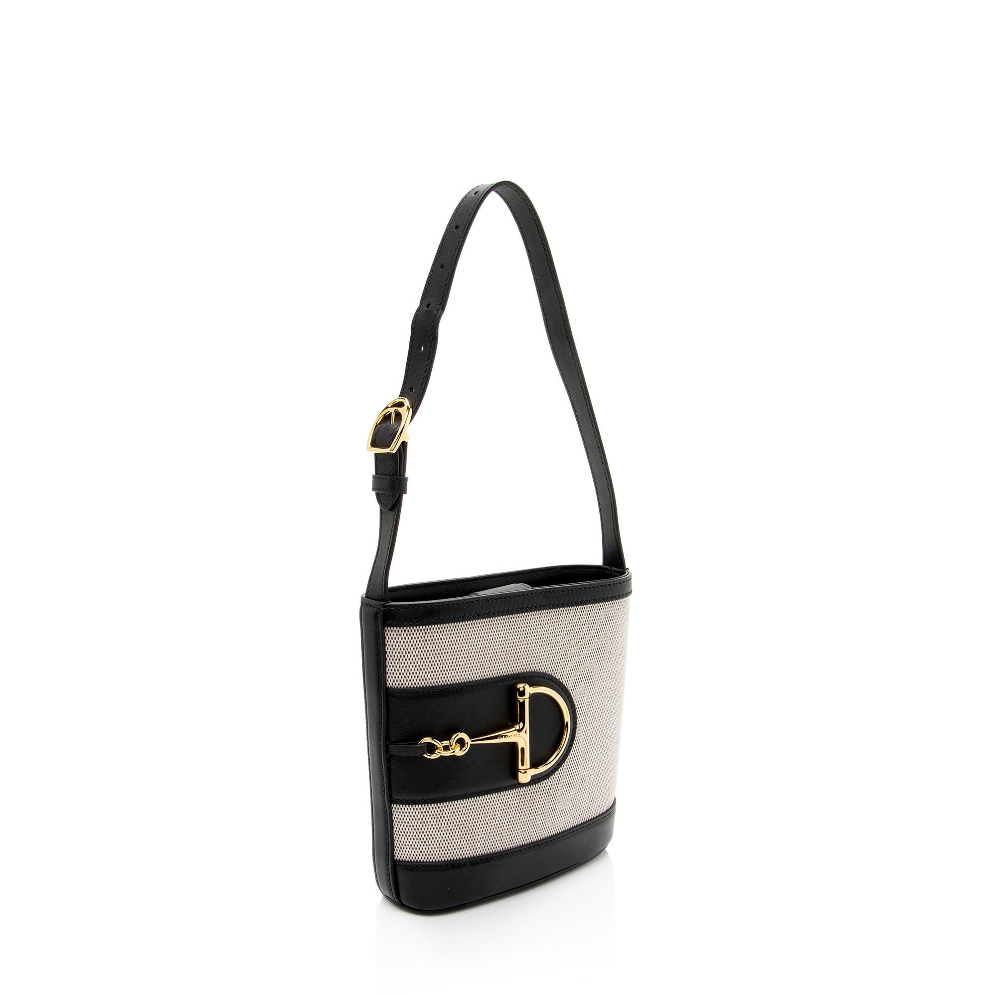 Gucci Toile Leather Horsebit Gucci 73 Small Shoulder Bag