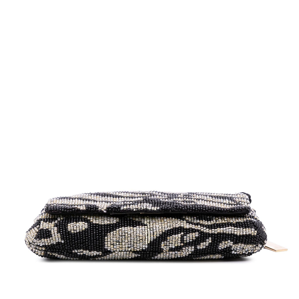Gucci Tom Ford Zebra Beaded Satin Shoulder Bag