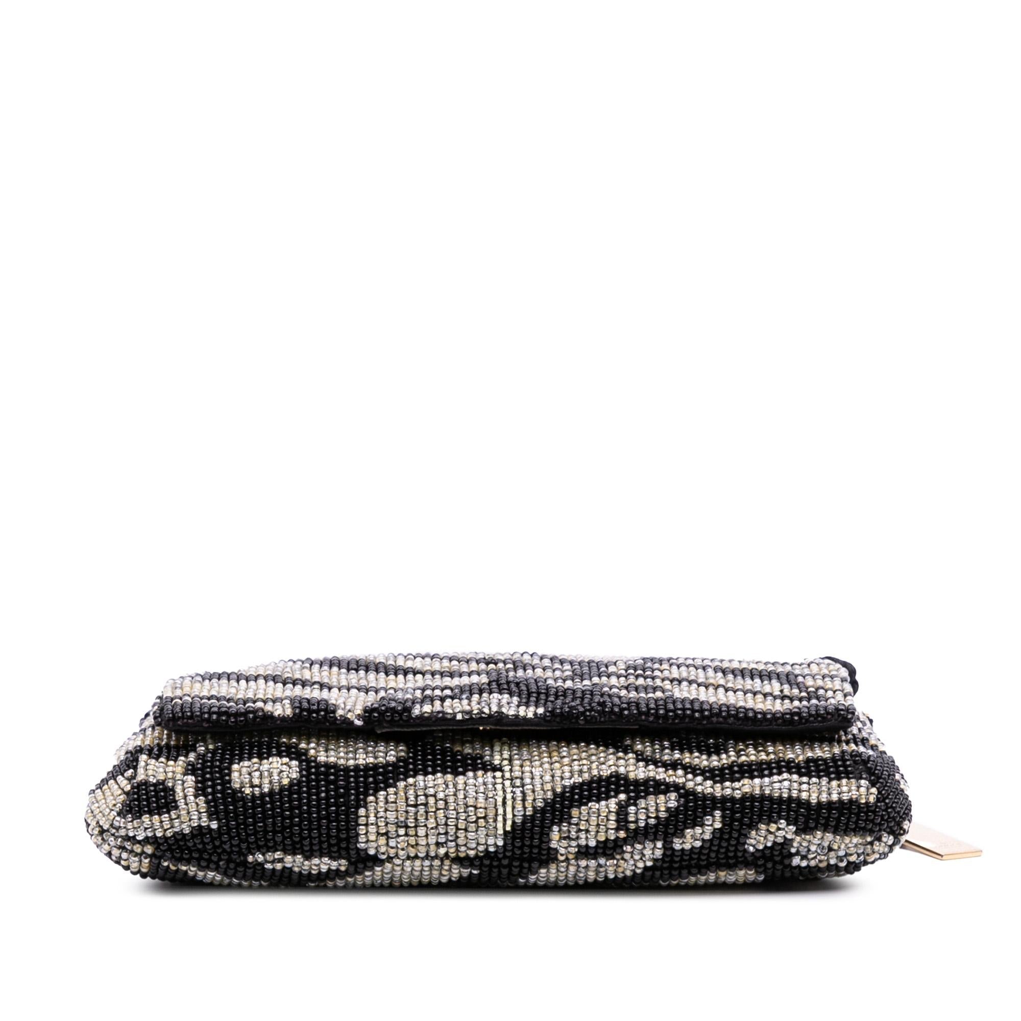 Gucci Tom Ford Zebra Beaded Satin Shoulder Bag