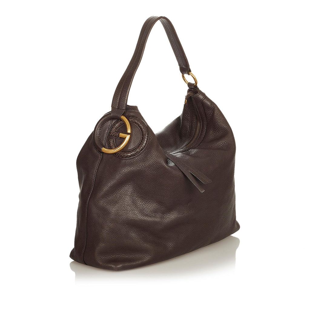 Gucci Twill Leather Shoulder Bag (SHG-31844)