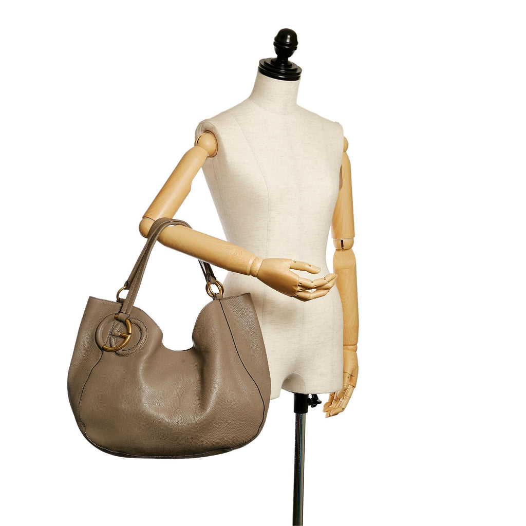 Gucci Twill Leather Tote Bag (SHG-32764)