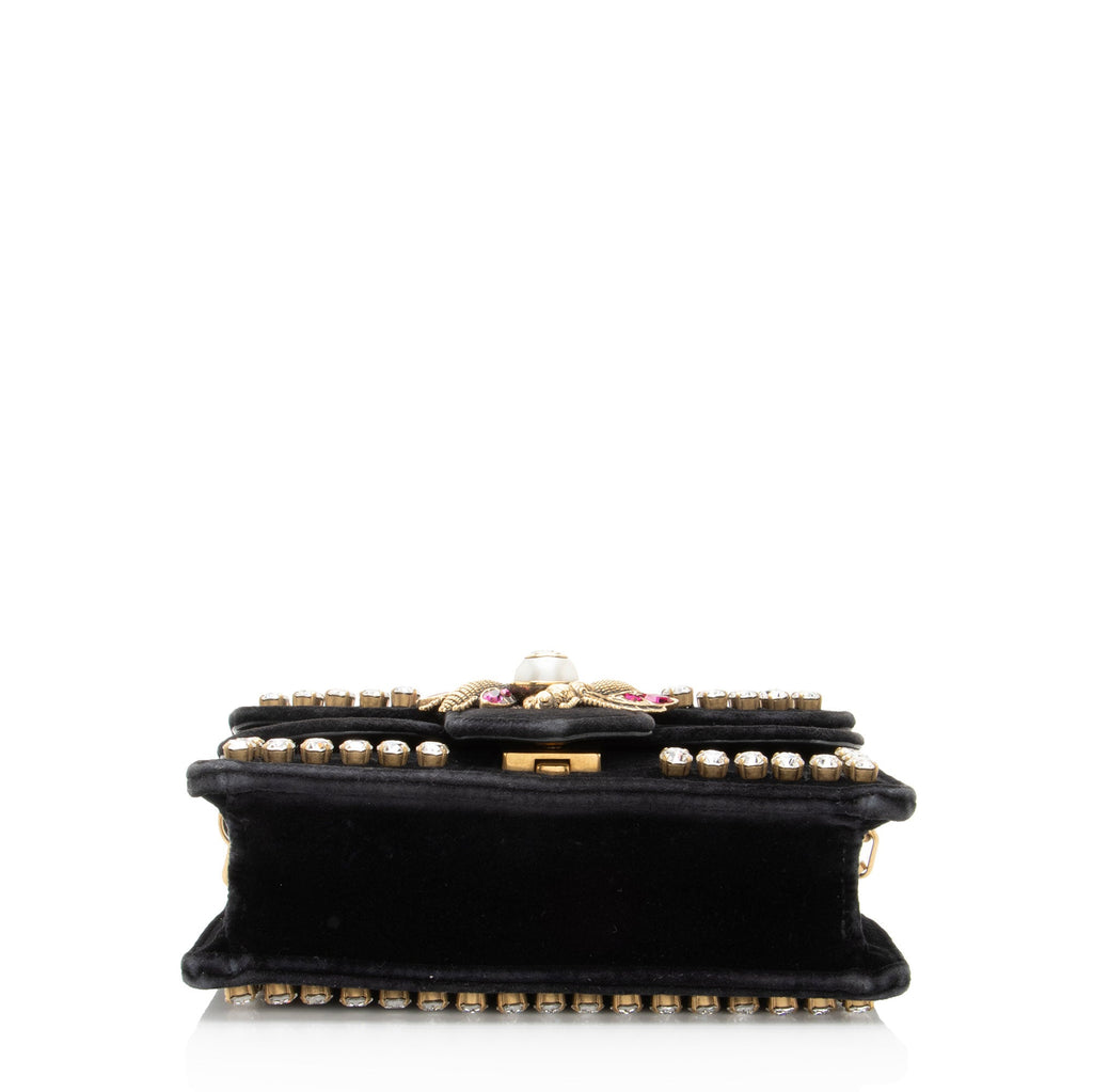 Gucci Velvet Crystal Mini Bee Broadway Shoulder Bag