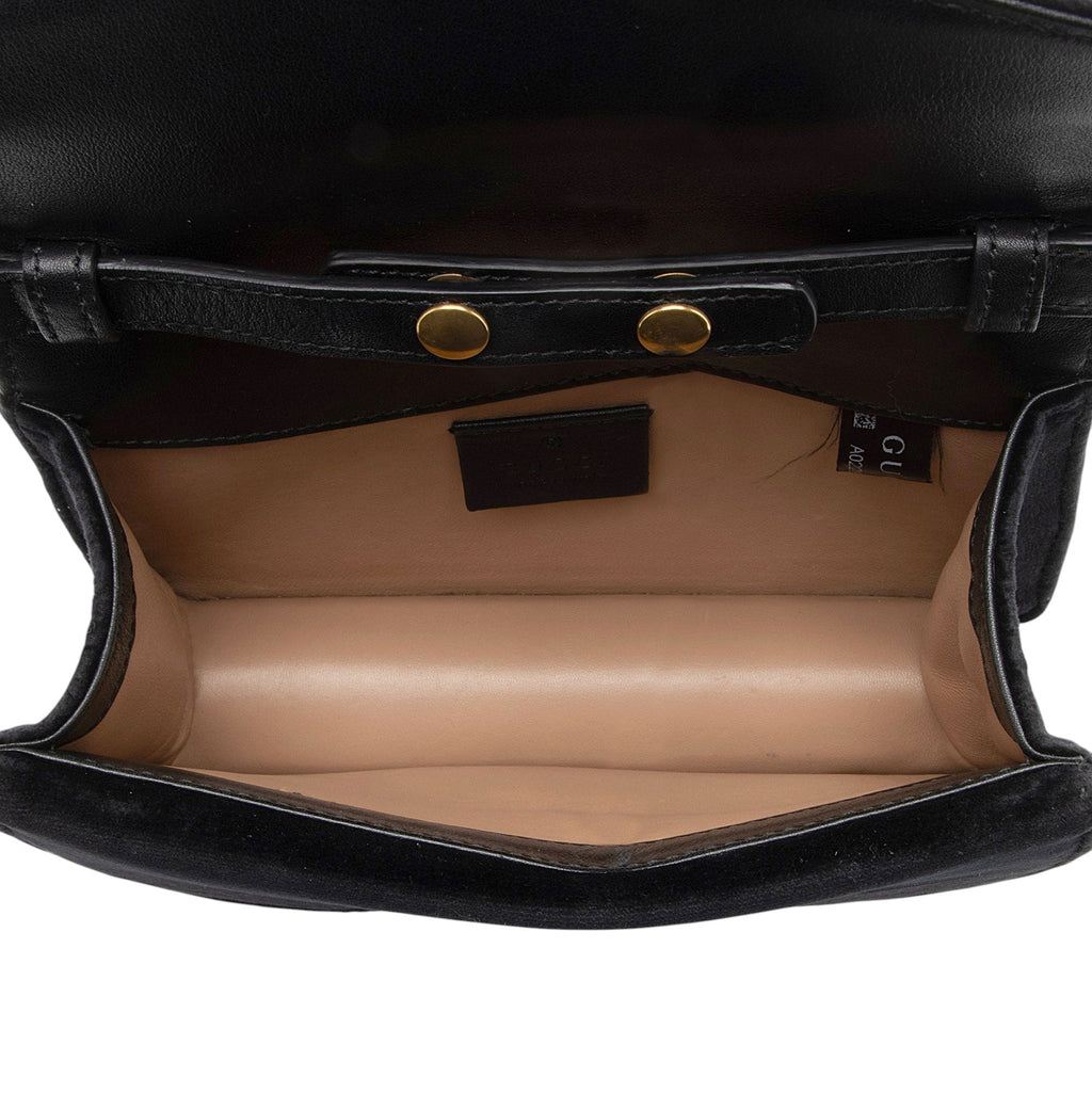 Gucci Velvet Crystal Mini Bee Broadway Shoulder Bag
