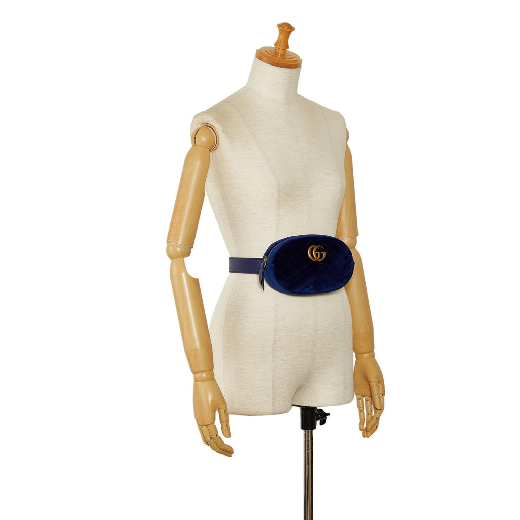 Gucci Velvet GG Marmont Matelasse Belt Bag (SHG-0eluPi)