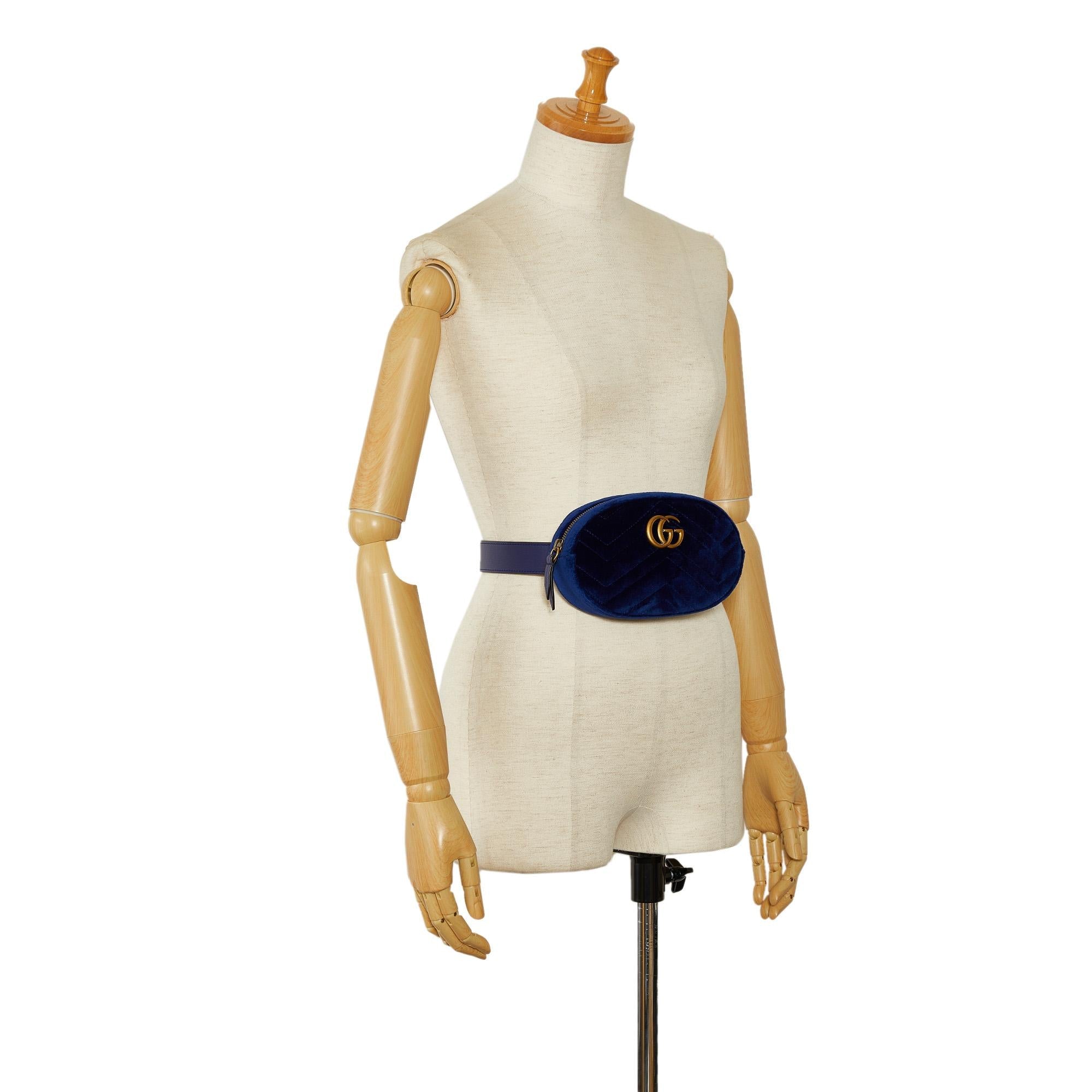 Gucci Velvet GG Marmont Matelasse Belt Bag (SHG-0eluPi)