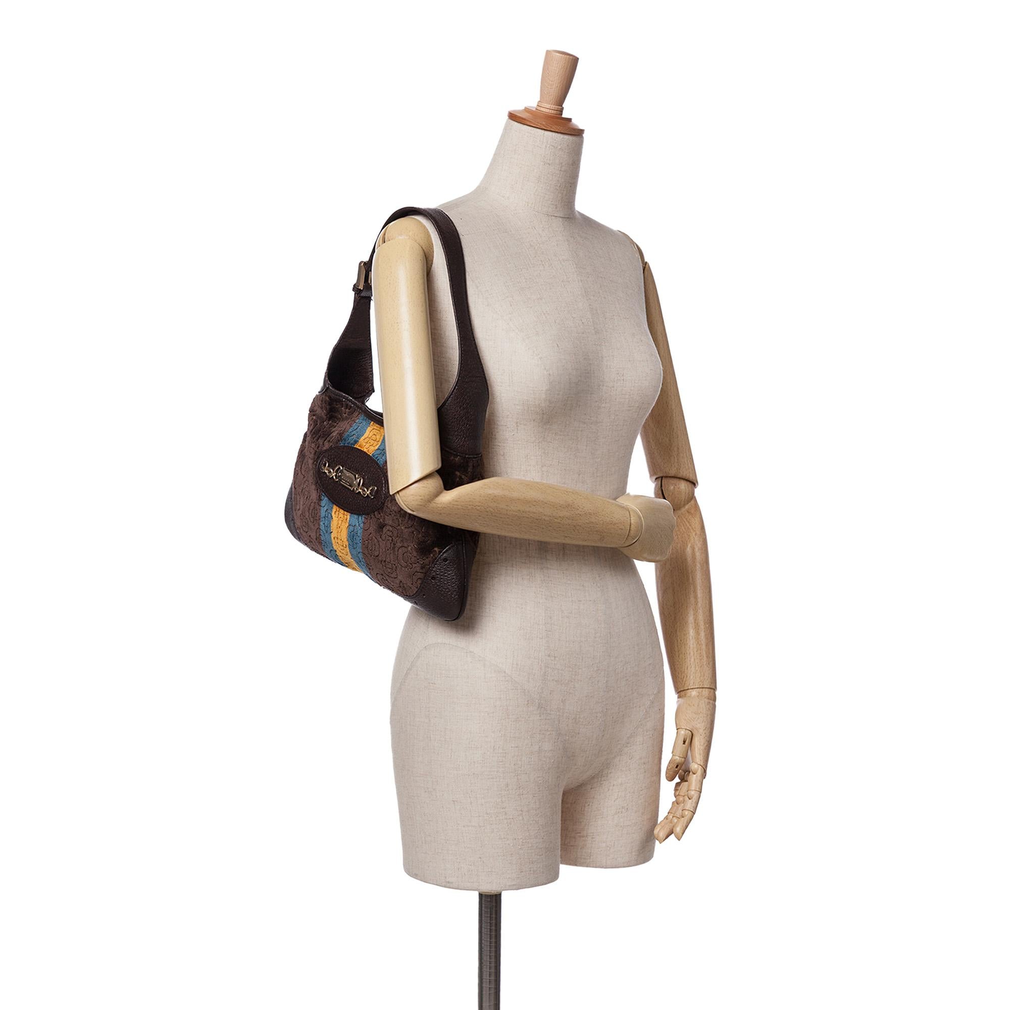 Gucci Velvet Horsebit Web Punch Hobo