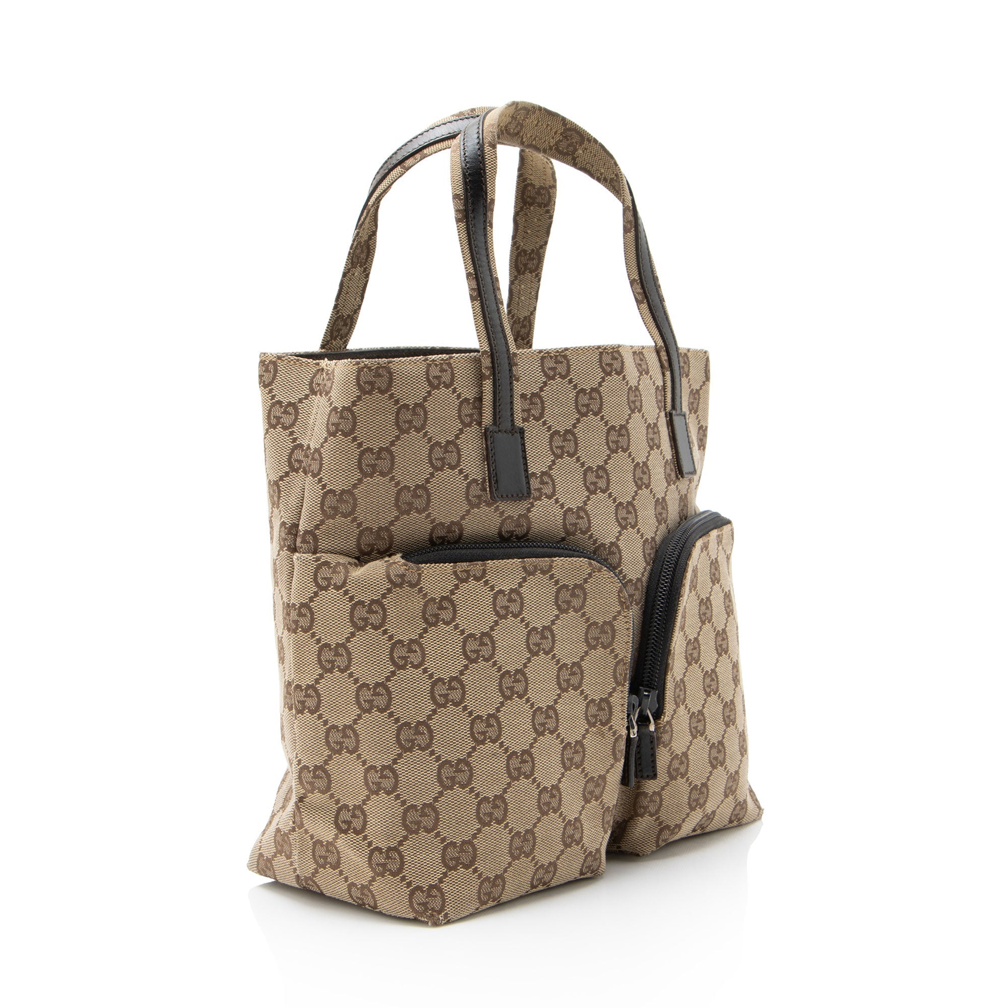 Gucci Vintage GG Canvas Double Pocket Tote