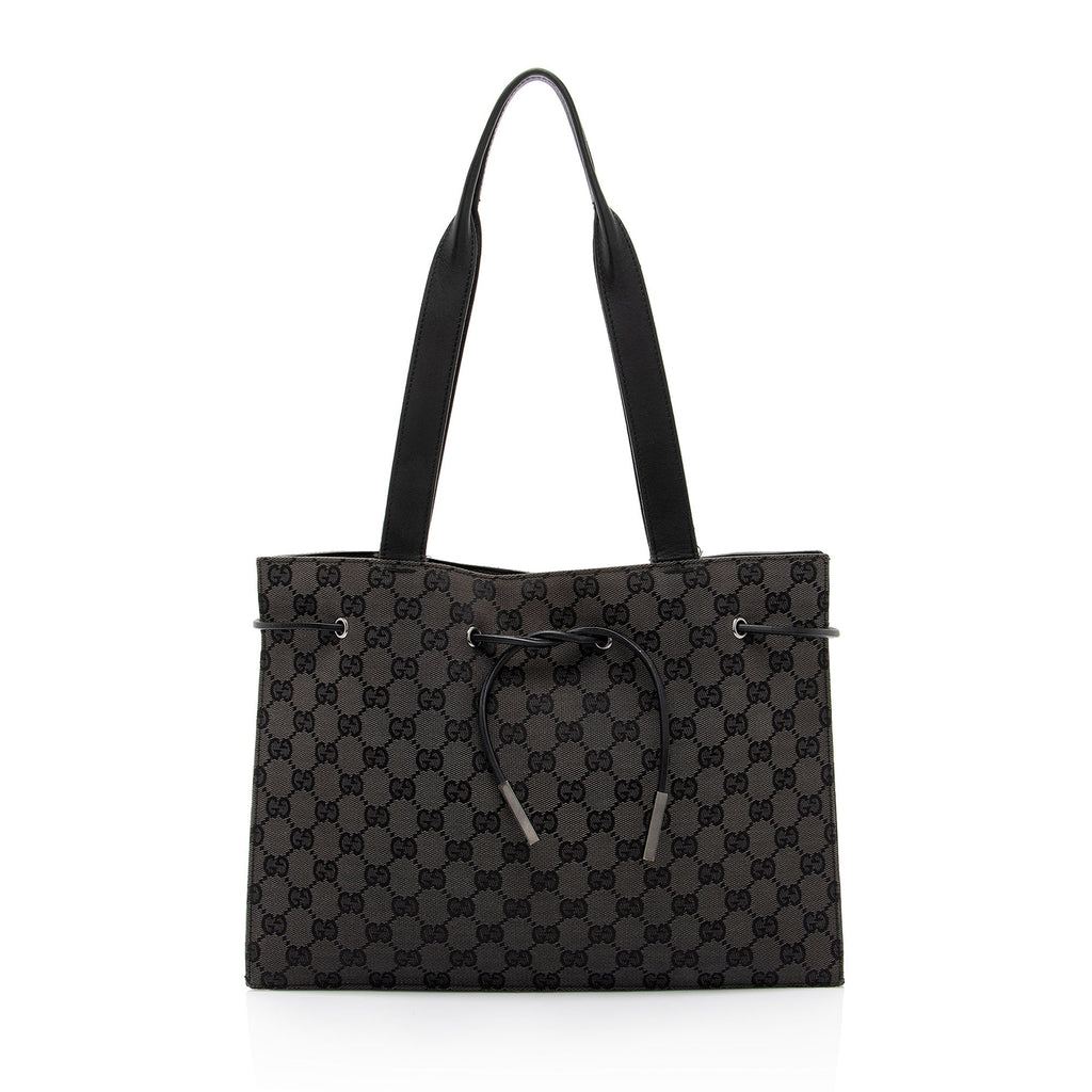 Gucci Vintage GG Canvas Drawstring Tote (SHF-psl0Np)