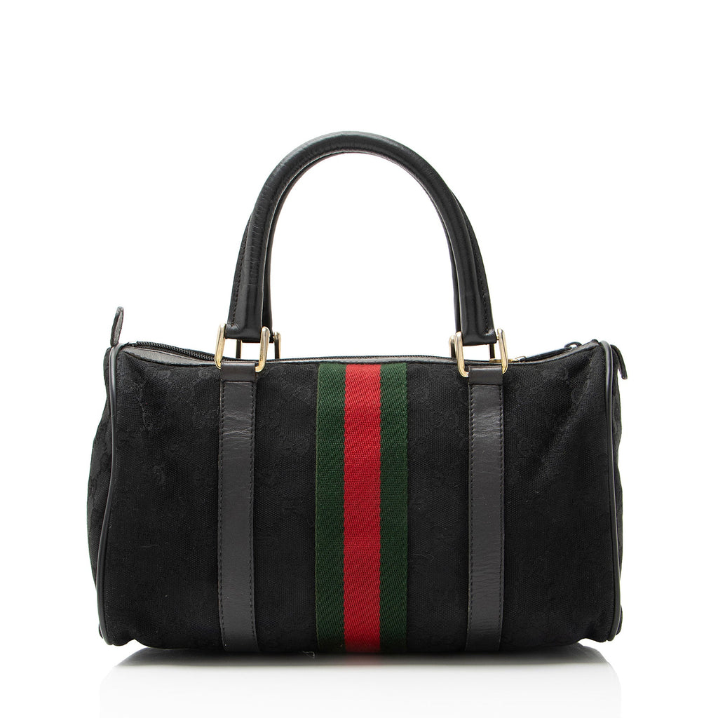 Gucci Vintage GG Canvas Web Small Boston Bag