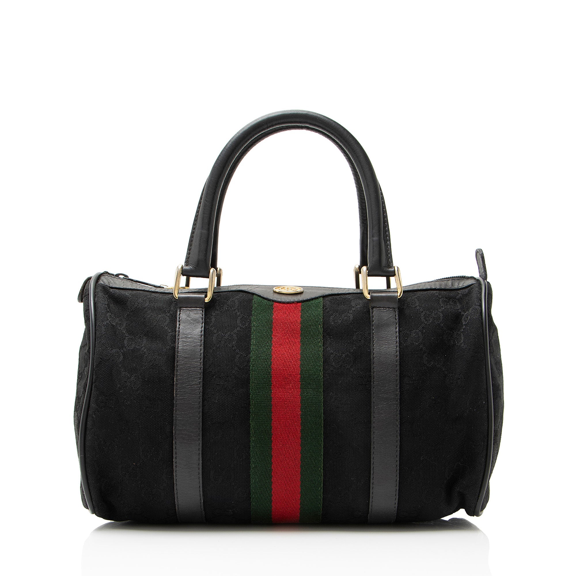 Gucci Vintage GG Canvas Web Small Boston Bag