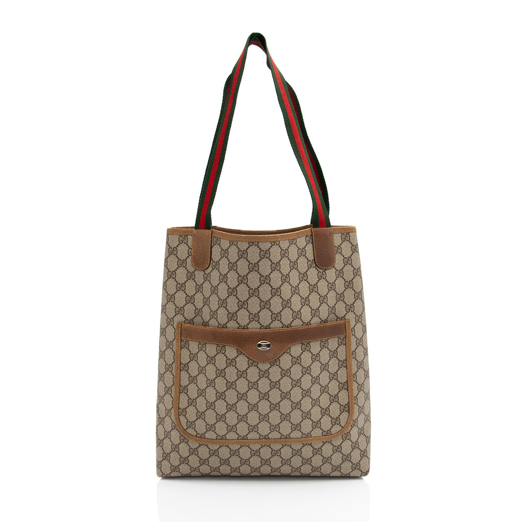 Gucci Vintage GG Plus Web Tote (SHF-2zXCOT)