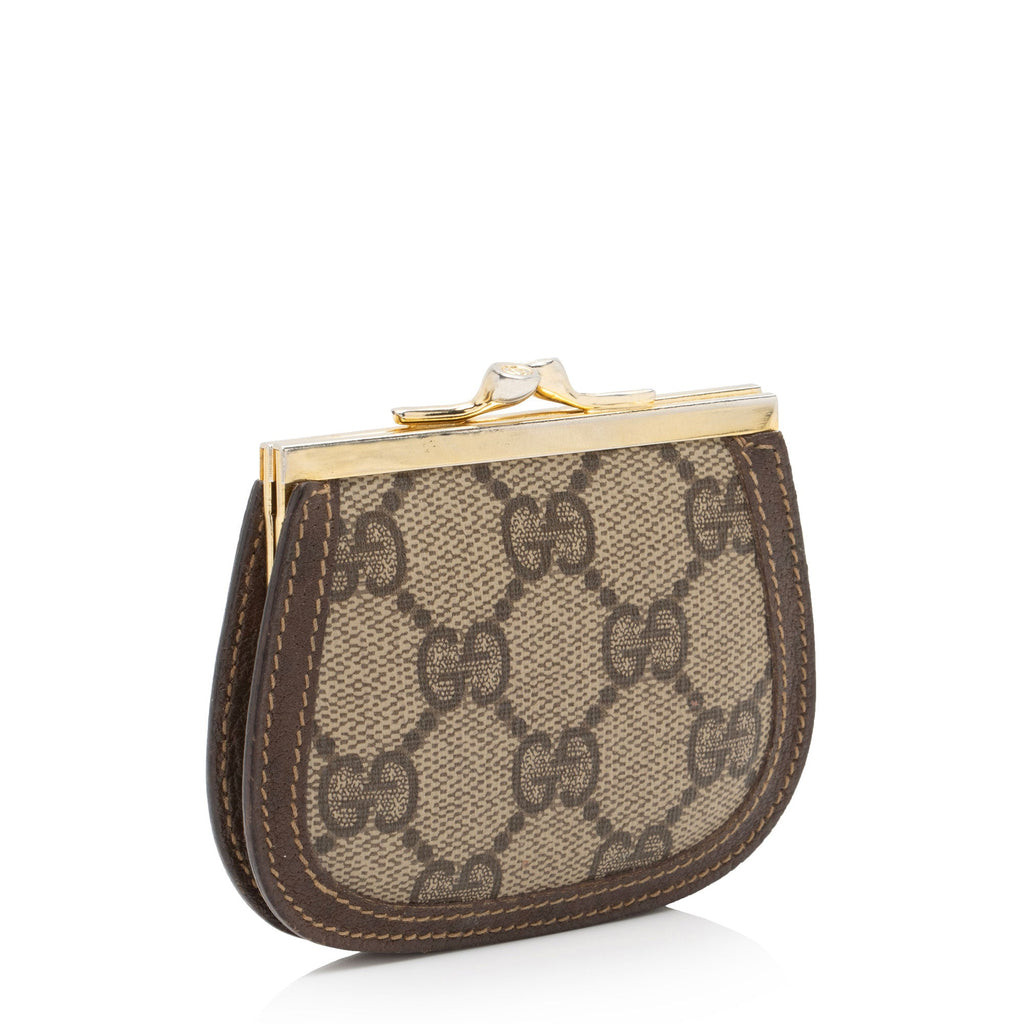Gucci Vintage GG Supreme Kiss Lock Coin Pouch (SHF-IEIBOo)