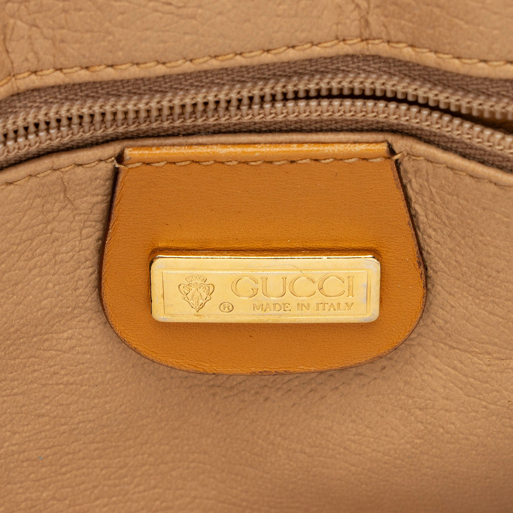 Gucci Vintage Jacquard Logo Leather Turnlock Top Handle