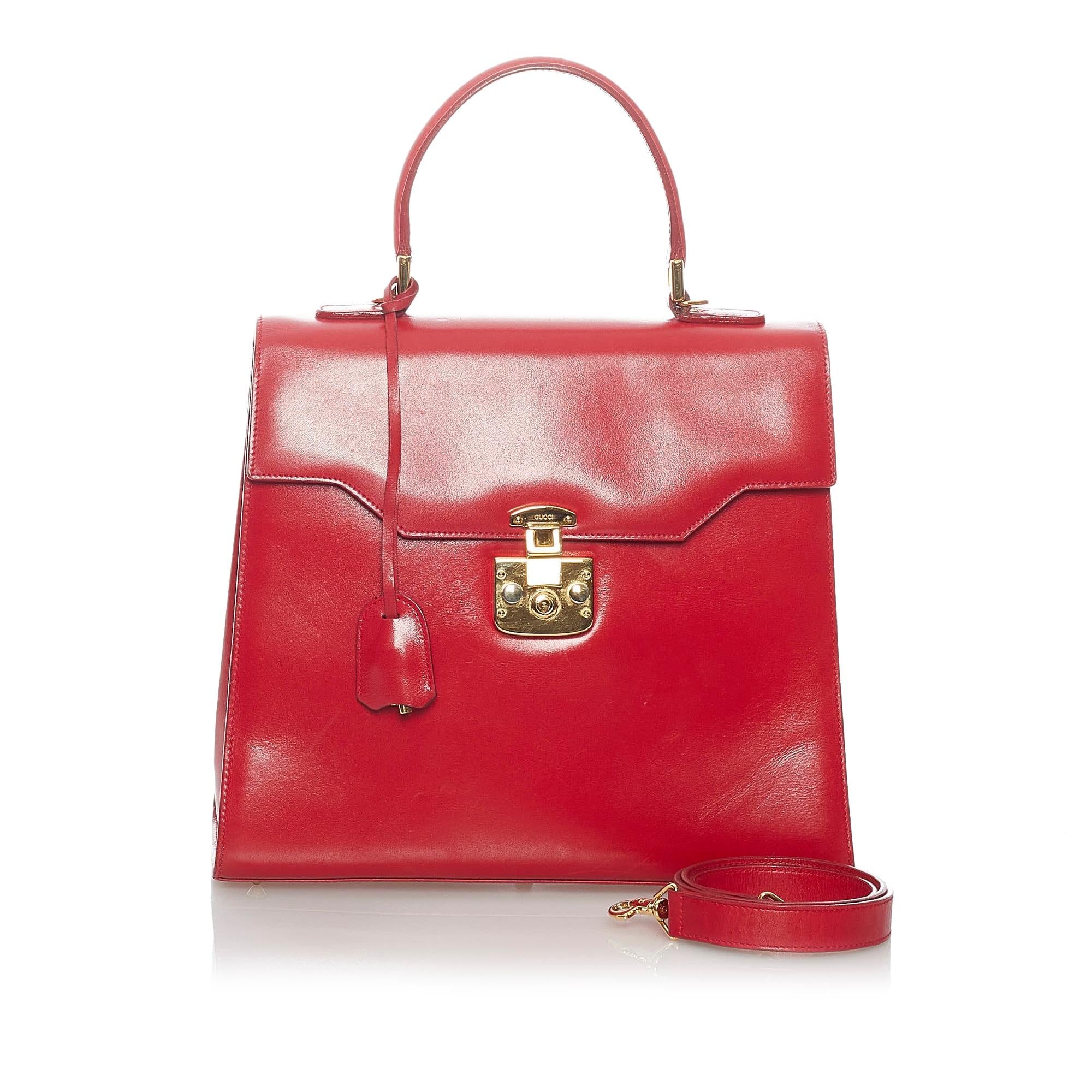Gucci Vintage Lady Lock Leather Satchel (SHG-30735)