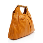 Gucci Vintage Leather Bamboo Studded Hobo
