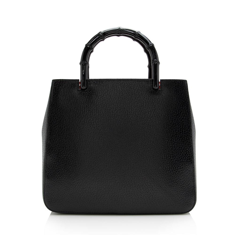 Gucci Vintage Leather Cinghiale Bamboo Tote (SHF-15878)