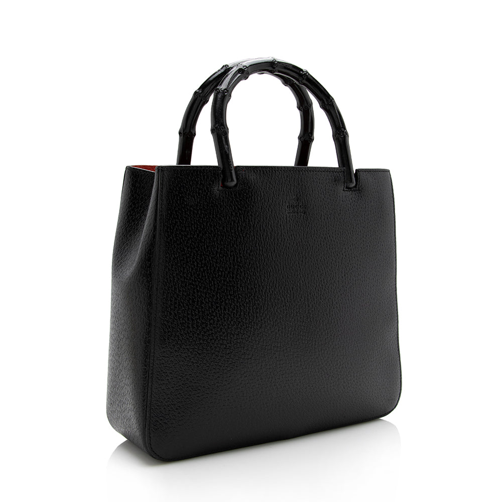 Gucci Vintage Leather Cinghiale Bamboo Tote (SHF-15878)