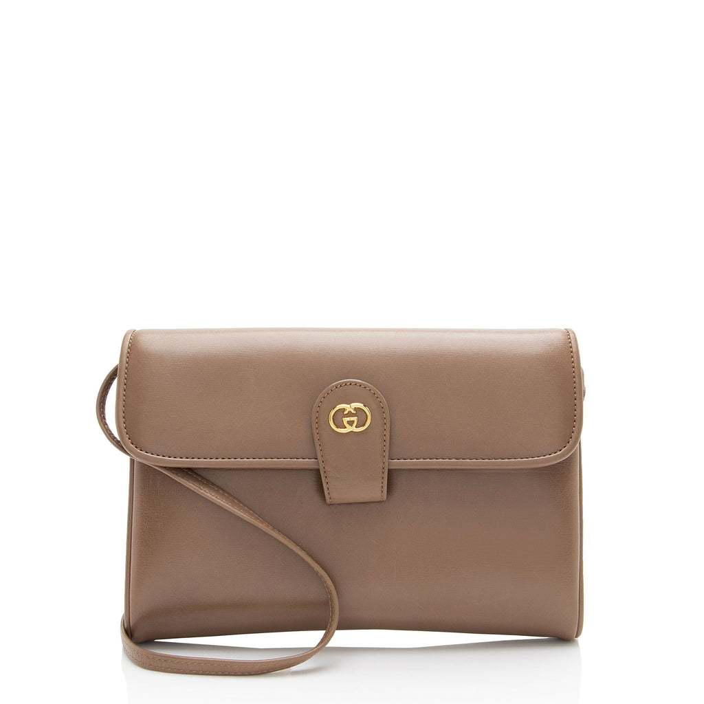 Gucci Vintage Leather Interlocking G Flap Crossbody