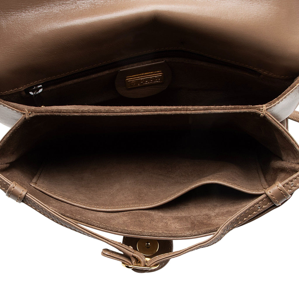 Gucci Vintage Leather Interlocking G Flap Crossbody