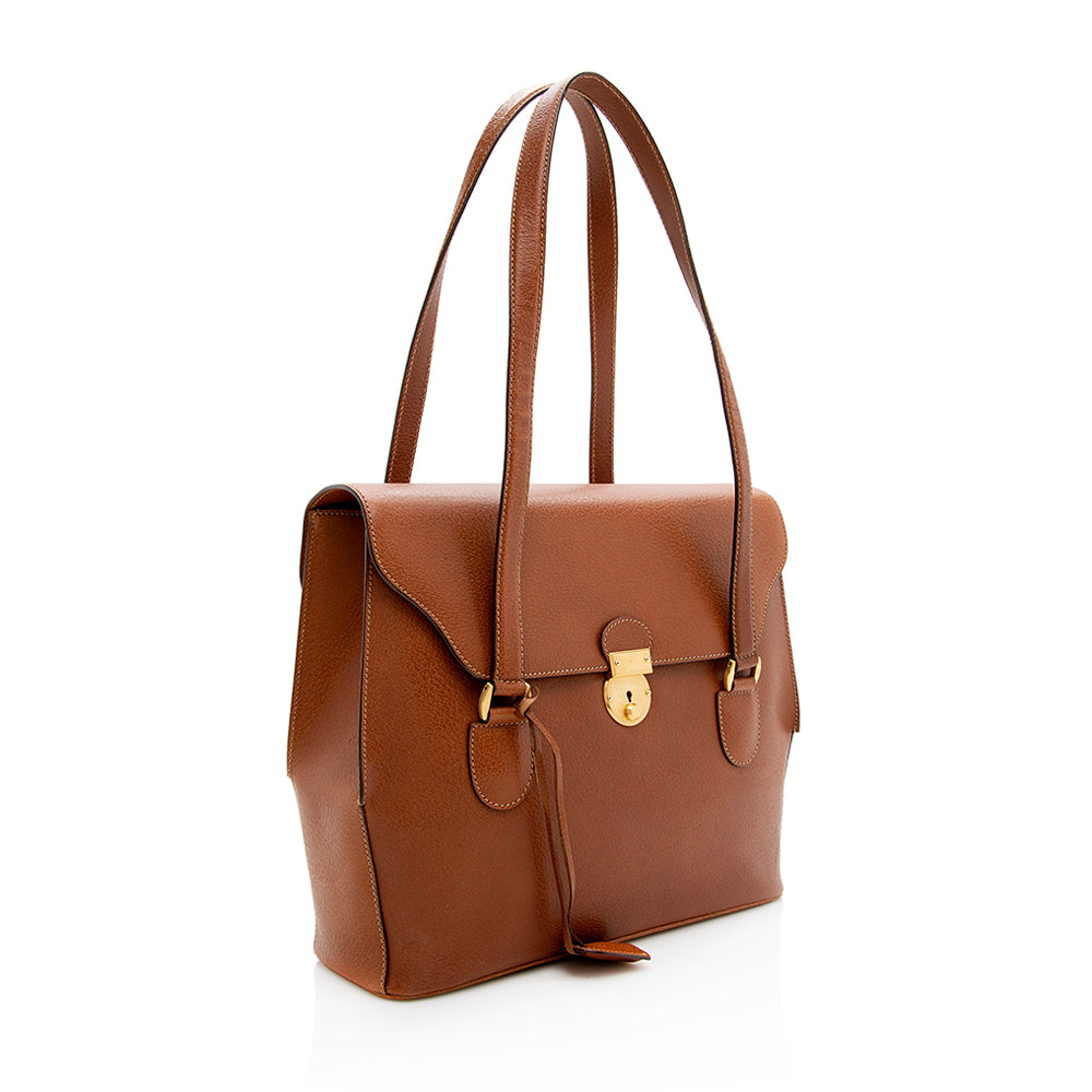 Gucci Vintage Leather Push Lock Satchel - FINAL SALE (SHF-19014)