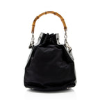 Gucci Vintage Nylon Bamboo Drawstring Bucket Bag