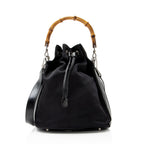 Gucci Vintage Nylon Bamboo Drawstring Bucket Bag