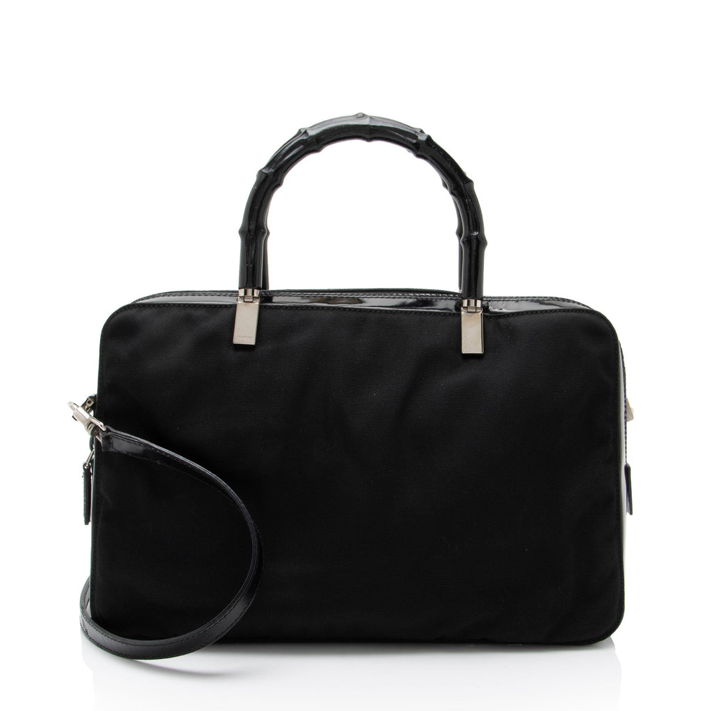 Gucci Vintage Nylon Bamboo Satchel