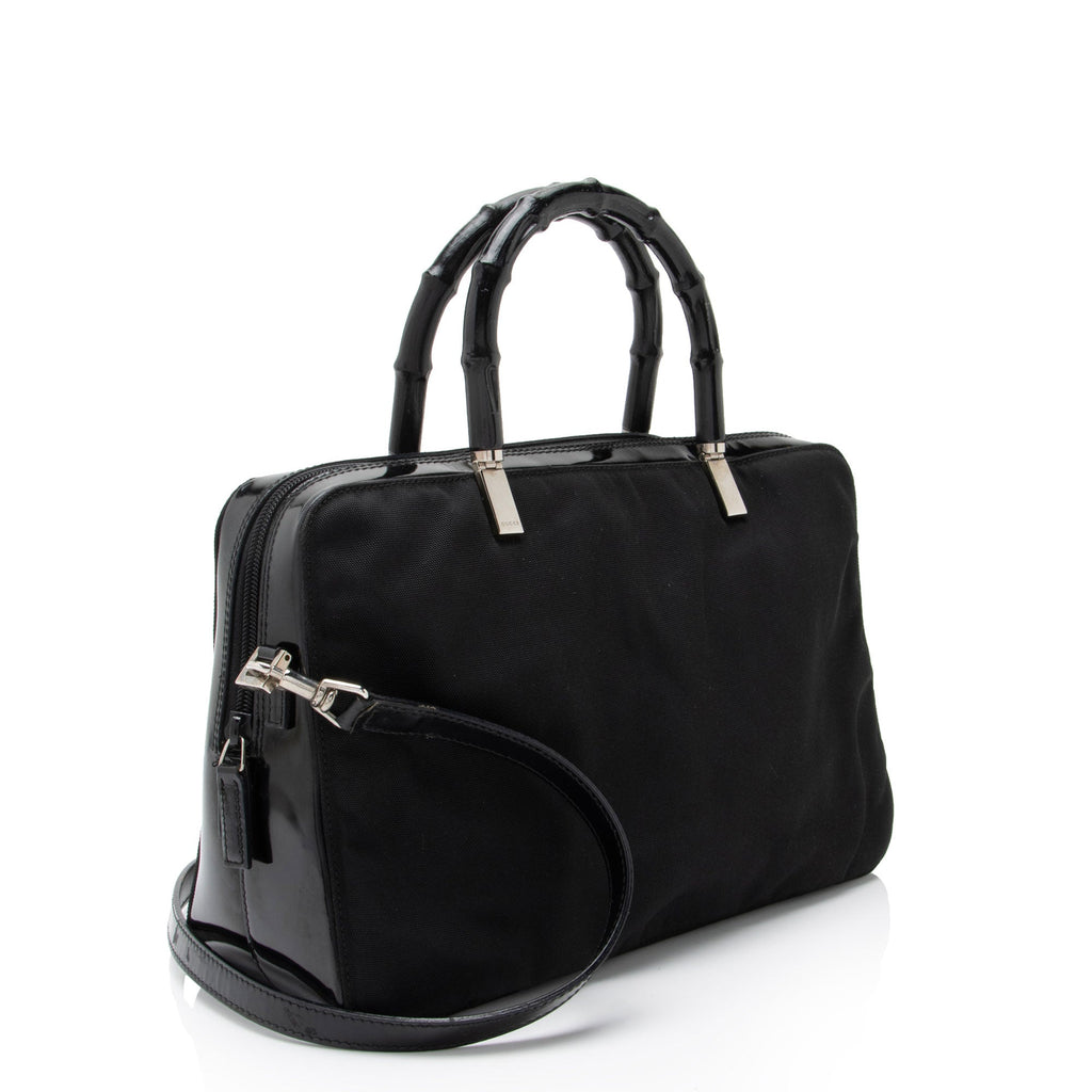 Gucci Vintage Nylon Bamboo Satchel