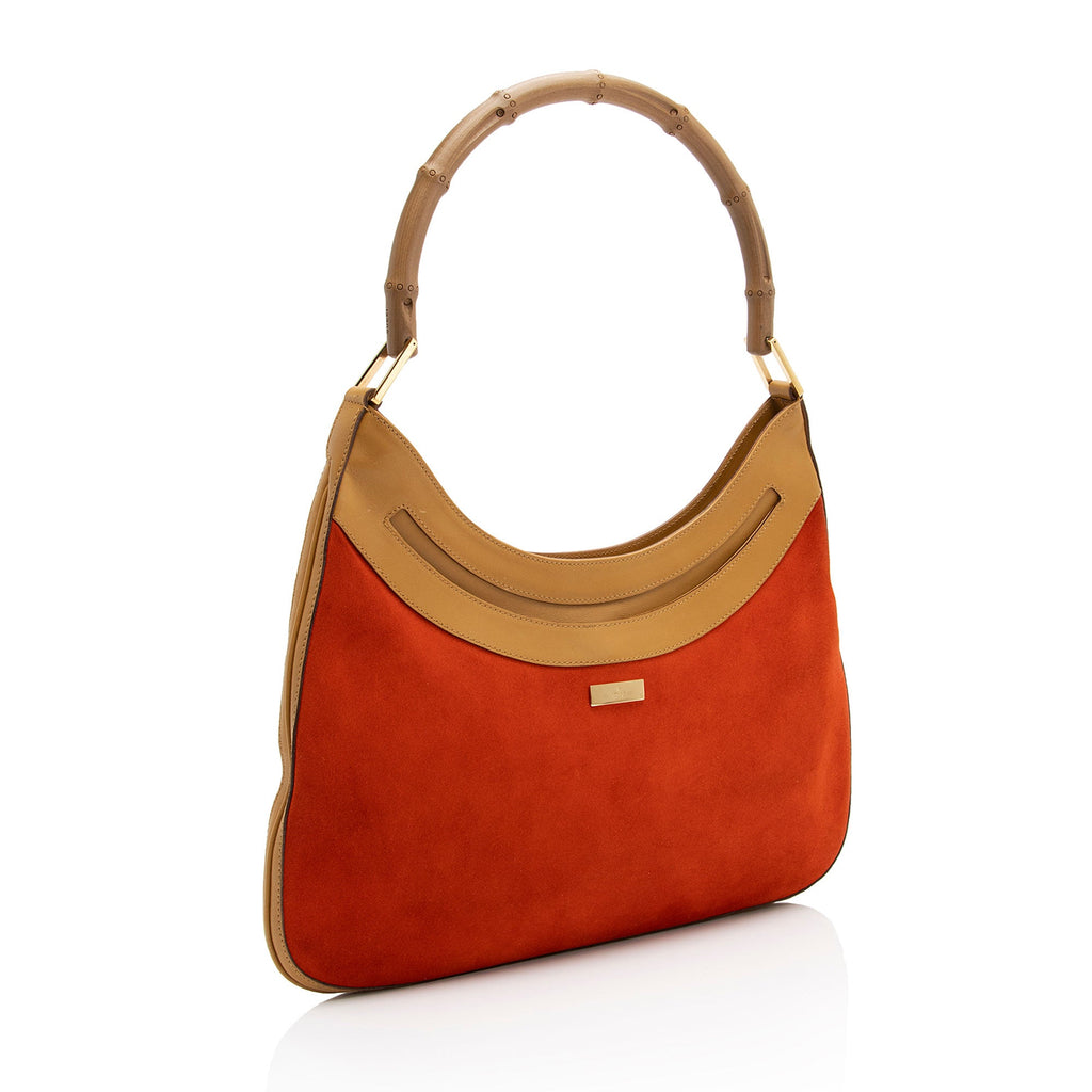 Gucci Vintage Suede Bamboo Medium Hobo (SHF-3Ppy3r)