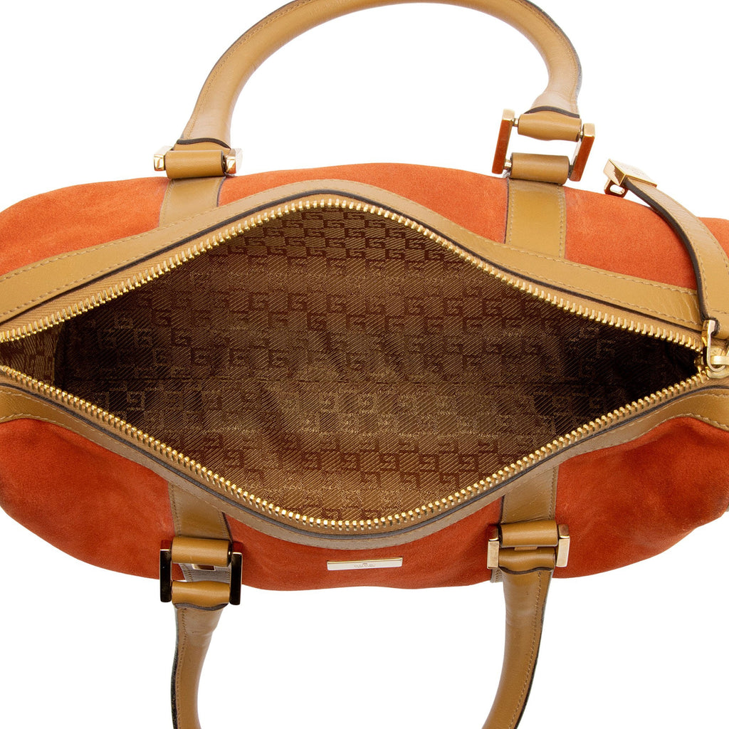 Gucci Vintage Suede Leather Small Boston Bag