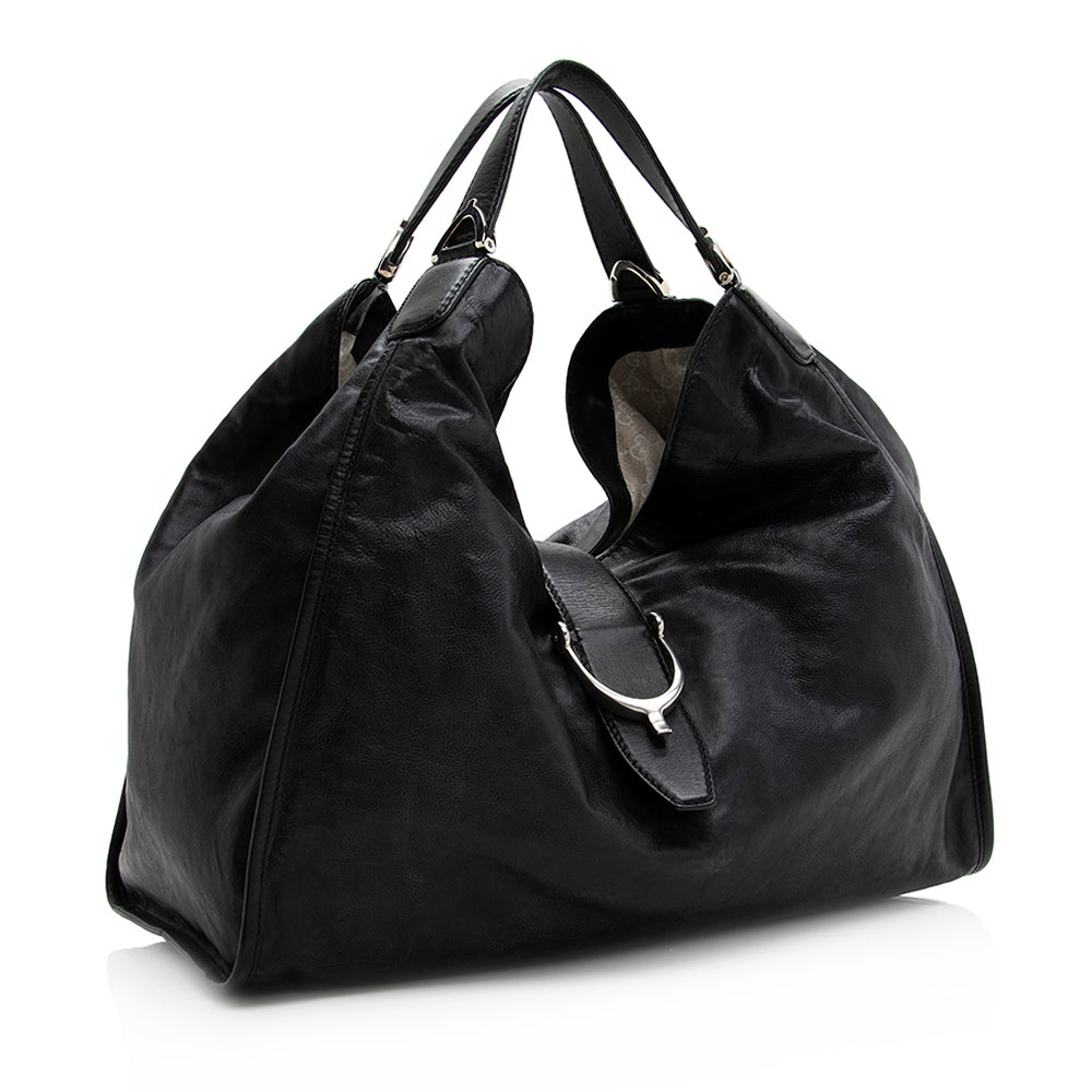 Gucci Washed Leather Soft Stirrup Large Shoulder Bag (SHF-20225)