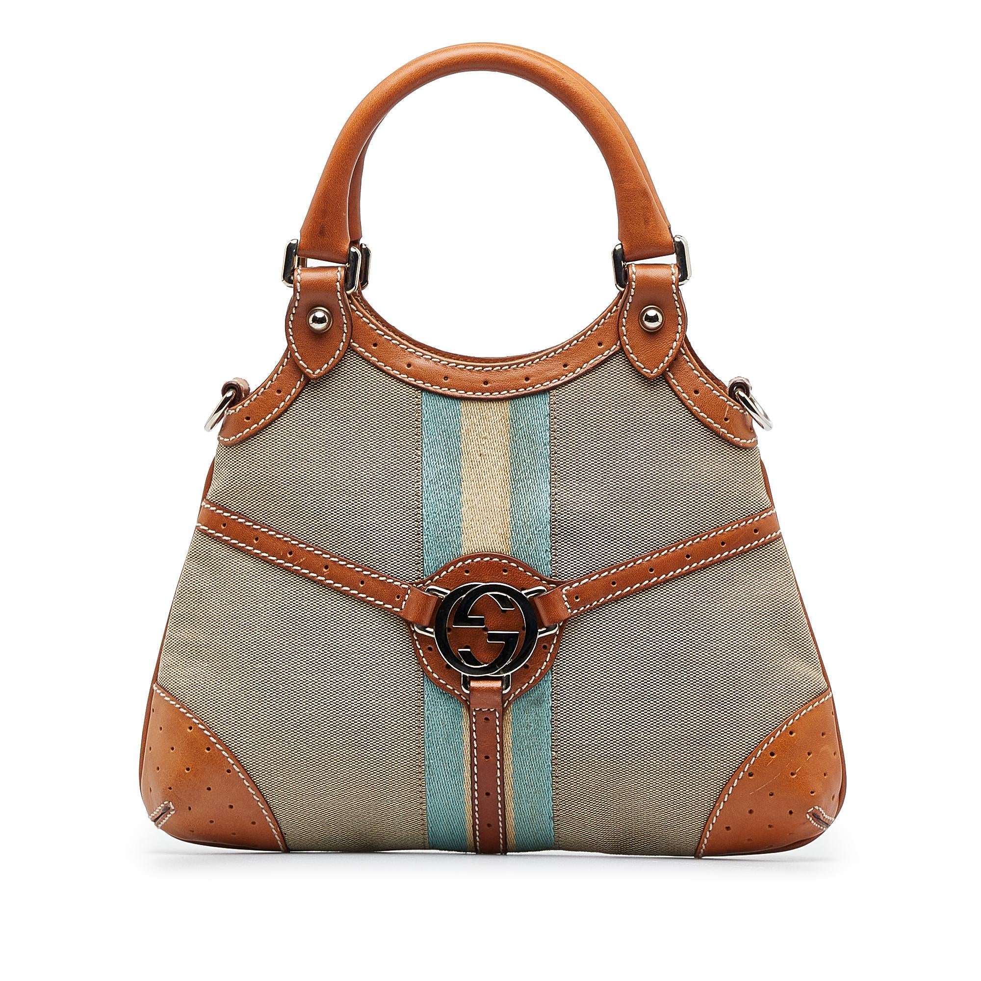 Gucci Web Canvas Reins Satchel (SHG-wUoDp0)