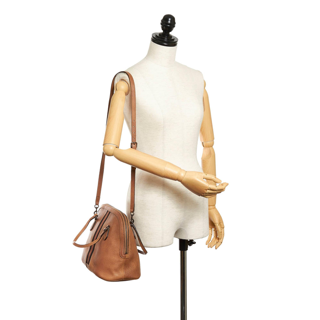 Gucci Web Dome Leather Satchel (SHG-30169)