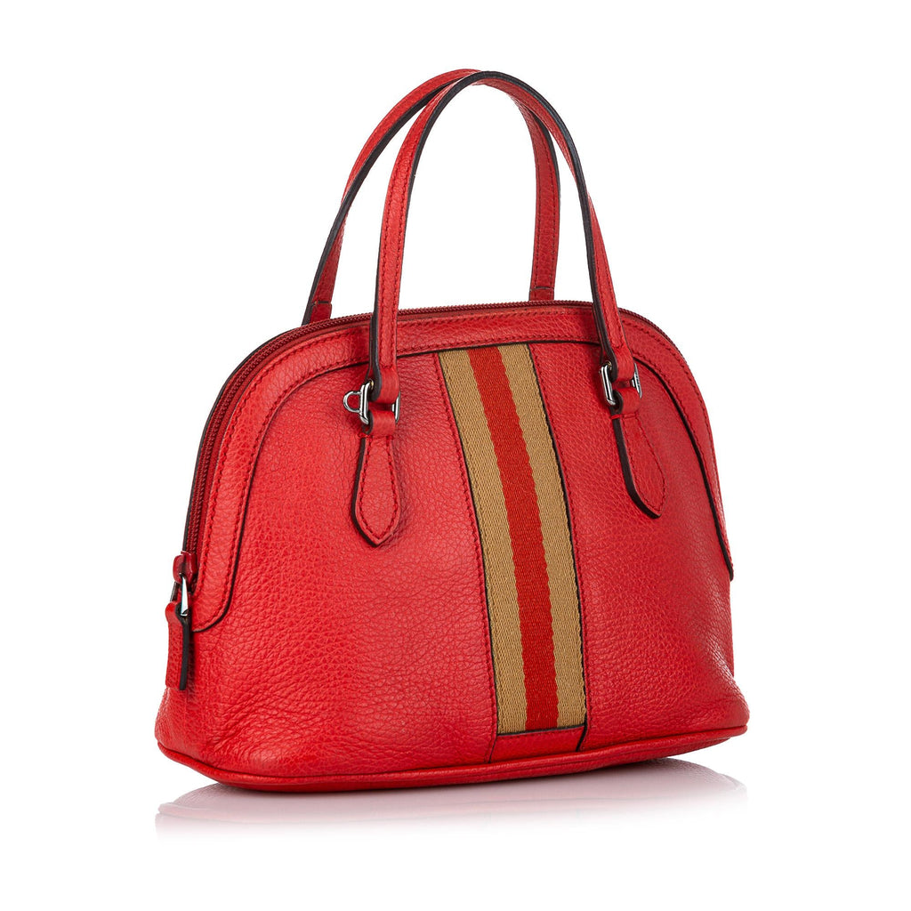 Gucci Web Dome Leather Satchel (SHG-30517)