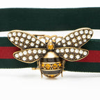 Gucci Web Queen Margaret Bee Belt - Size 40 / 100