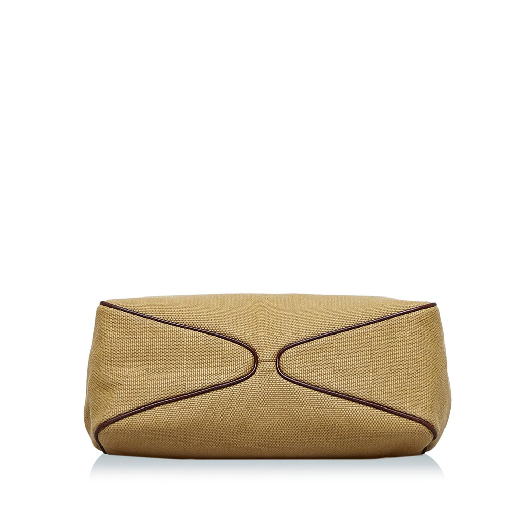 Gucci Wood Handle Canvas Handbag (SHG-zB1eEr)