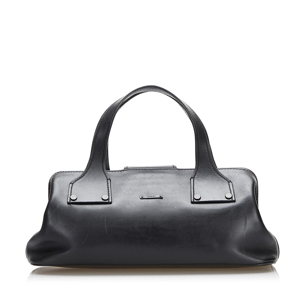 Gucci Wood Hook Closure Leather Handbag (SHG-36643)