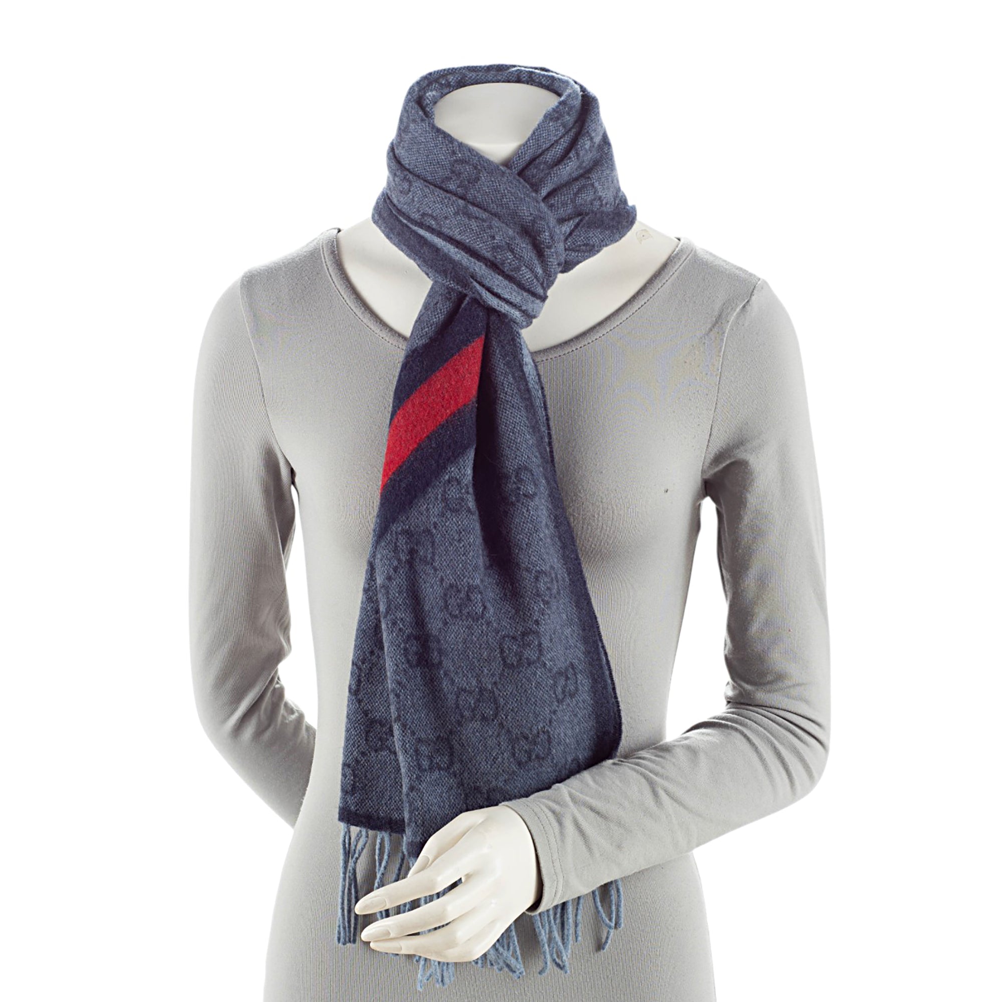 Gucci Wool Angora GG Web New Nikky Scarf